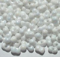 25 grams of 3x7mm White Iris Lustre Farfalle Seed Beads